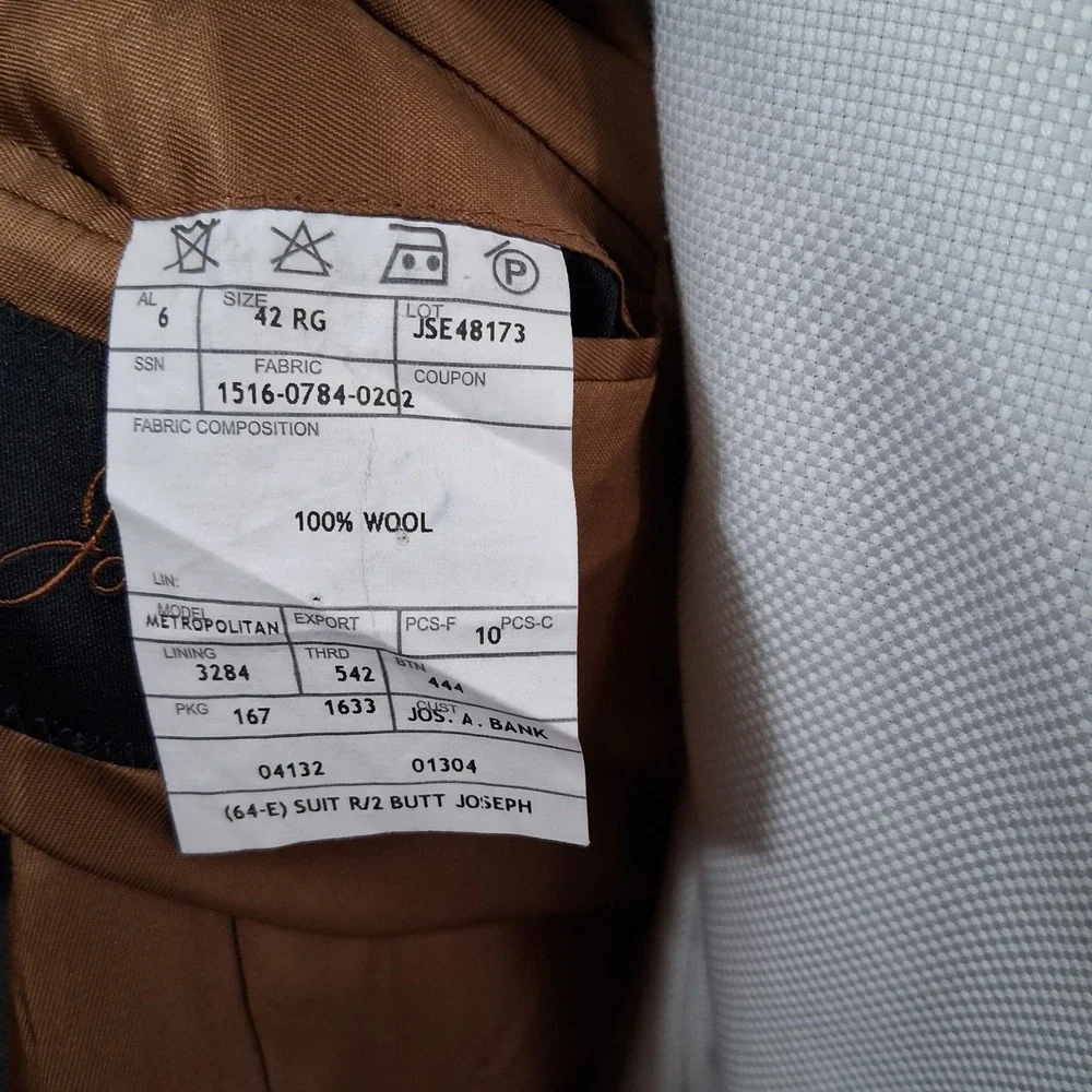 Jos. A. Bank Joseph Sport Coat 42R Gray Micro Houndstooth Slim Fit Double Vent